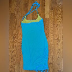 Blue and Yellow Halter Dress